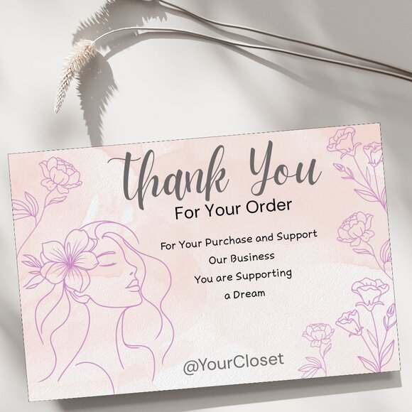 60 Floral Thank You Cards 4 x 2.8 - Picture 1 of 7